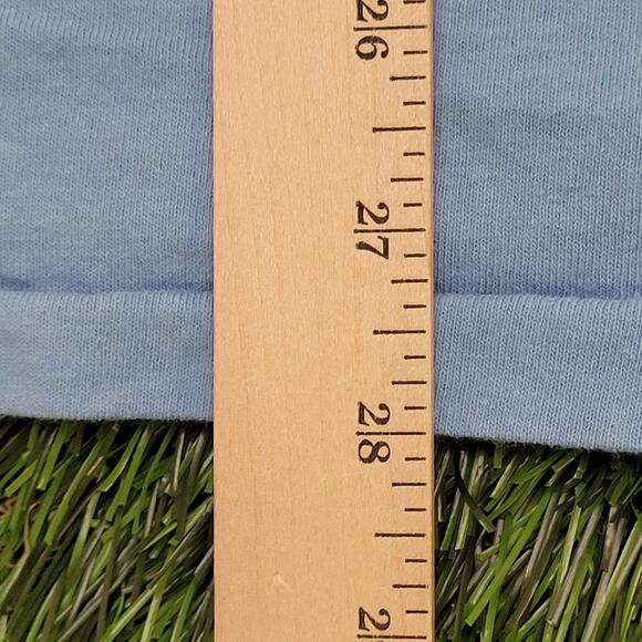 Vintage 80s Alpha-Delta-Pi Ringer Shirt Womens XS/S 17x28 Blue Sorority - Picture 9 of 15